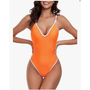 NEW RELLECIGA V Neck 1 Pc Swimsuit High Cut Bathing Suit S $119
 S
